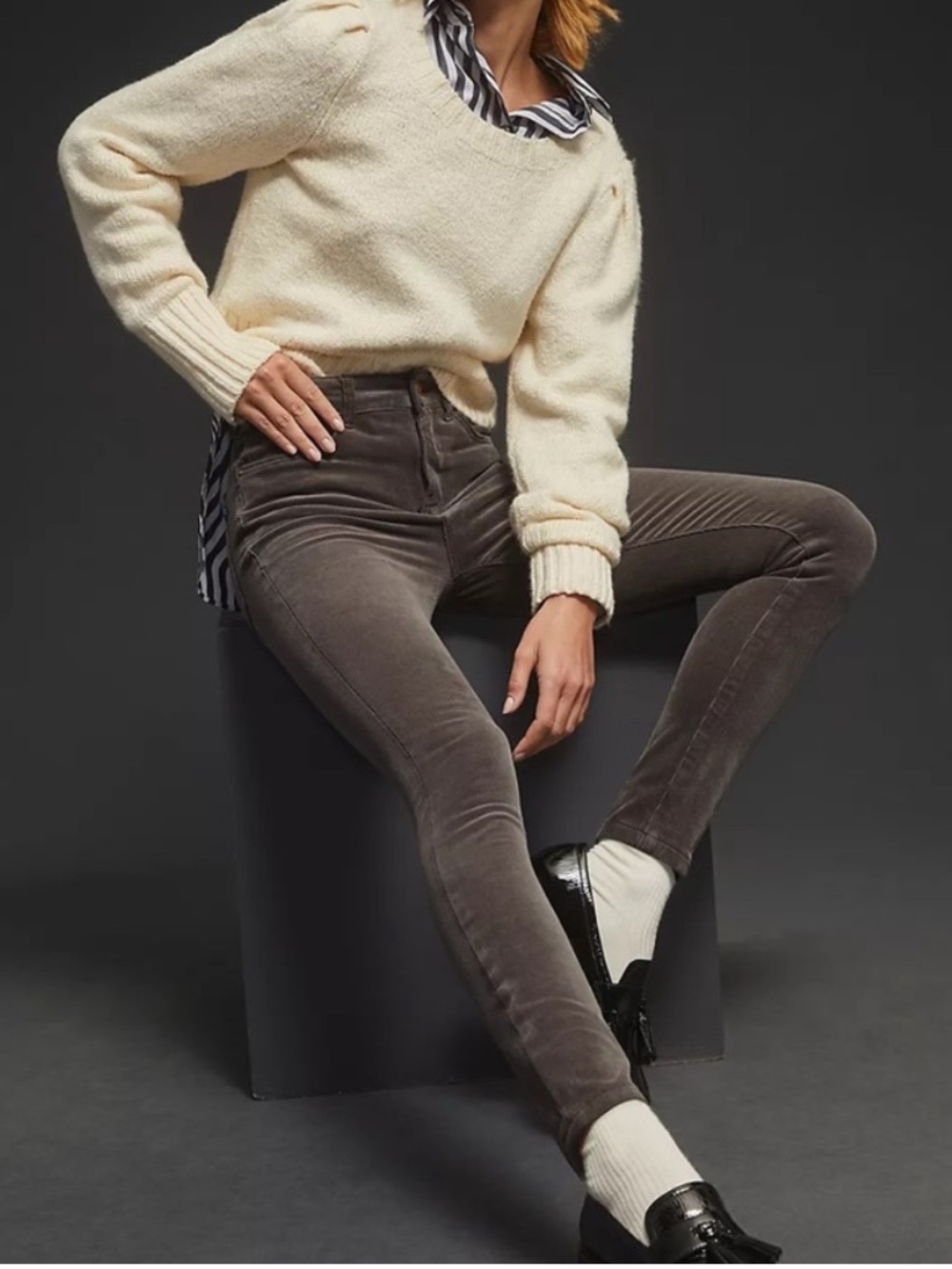PILCRO by ANTHROPOLOGIE High-Rise Skinny Corduroy Cropped Pants | Size 26